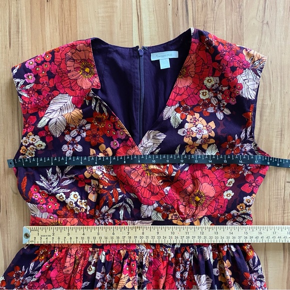 SOLD Garnet Hill floral cotton midi dress V neck fit and flare 10P 10 Petite - Picture 9 of 9